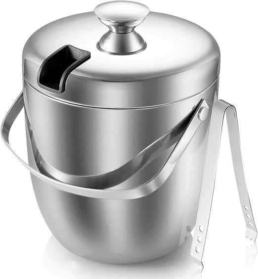 ice bucket with tongs in lid