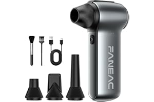 FANEAC X115 Compressed Air Duster - 130000RPM Ultra Power Electric Air Duster, 3-Gear Speed Mini Dust Blower for Computer, Ke