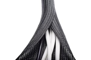 ZhiYo 6.6ft - 4/5 inch Cable Sleeve, Cord Wrap Wire Protector Tubing for Pets, PC Cable Wrap, Computer Cable Management Sleeve - Black