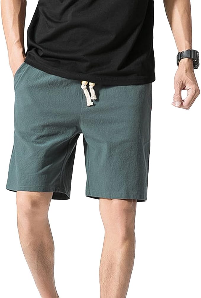 YOUTHUP Pantaloncini da Uomo Bermuda in Vita Elasticizzata Pantaloni di Lino  lencicol Abbigliamento Abbigliamento sportivo