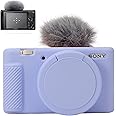 Pocoukate Camera Case for Sony ZV-1, ZV1 Camera Case Digital Camera Anti-Scratch Slim Fit Soft DSLR Camera Sleeve with Tempered Glass Protective Screen Protector for Sony ZV-1 - Lilac