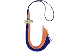 Endea Graduation Double Color Tassel with Gold Date Drop (Royal Blue/Orange, 2026)