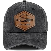 I'm Not Old I'm Classic Hat for Men Women, Adjustable Cotton Leather Patch Retirement Baseball Cap