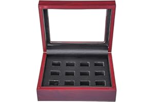 WISHDIAM 12 Holes Championship Rings Display Case Wooden Display Ring Box(12 Holes)