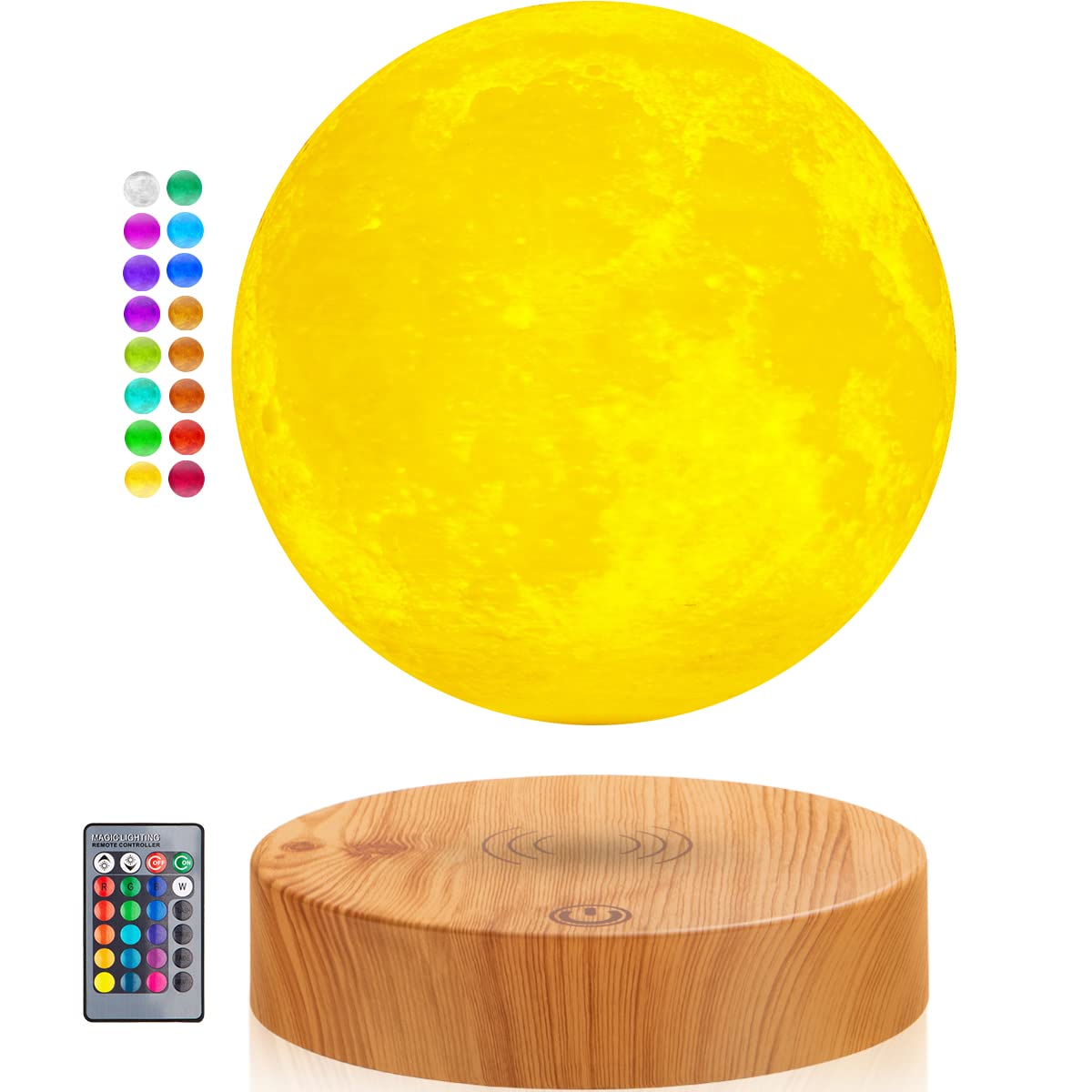DIDWI Levitating Moon Lamp, Floating 3D Moon Light Spinning LED Moon Magnetic Levitation Night Lights for Room Office Decoration Cool Gifts (16 Colors)