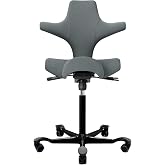 HAG Capisco Sit to Stand Chair-Black Frame-Upholstered Dark Gray