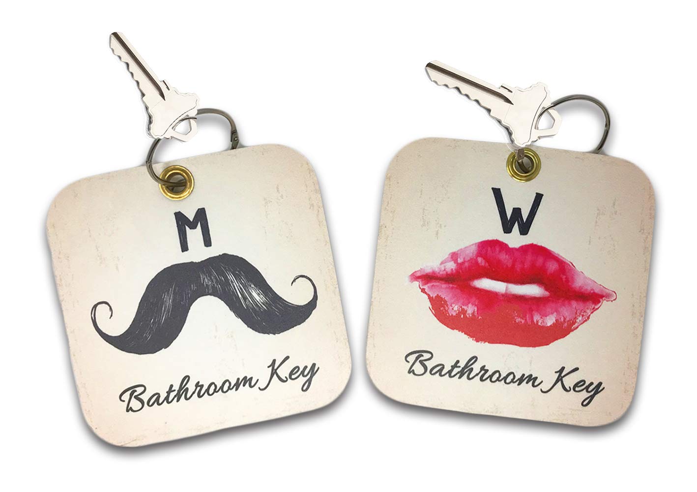 Pro Image Large Restroom, Pass Key Holder wKey Ring Cool Design | Male and Female Bathroom Passes wKeychain Ring | for School, Office, Restaurant, Men's Women's 6 '' x 6''