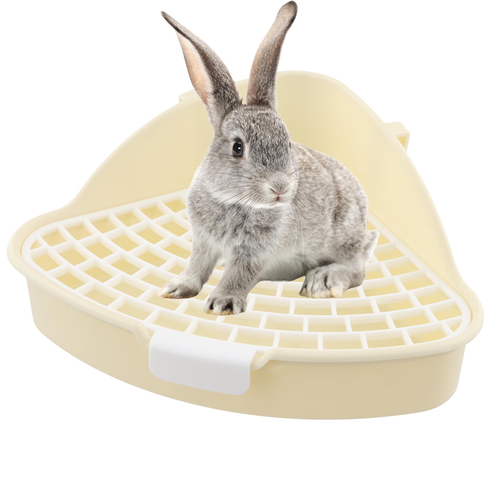 Rabbit Litter Box Corner, Small Rabbit Litter Tray for Cage, Small Animal Triangle Toilet Potty Trainer, Bunny Corner Bedding Litter Box for Guinea Pig, Ferret, Hamster, Chinchilla, Squirrel (White)