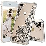 iPhone 8 Plus Case, JEXICASE Black Lace Flower Pattern Clear Shock Absorption Technology Bumper Hybrid Protective Cover Case for iPhone 8 Plus 5.5 Inch