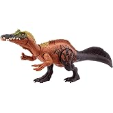 Mattel Jurassic World Wild Roar Dinosaur Toy with Sound &amp; Attack Move, Irritator Posable Action Figure Includes Digital Play, 11 inches Long