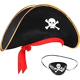 TOSAMZOO Pirate Hat & Pirate Blindfolds Pirate Party Supplies for Theme Party Cosplay Halloween Costume Accessories Stage Props