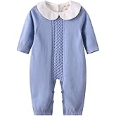 Auro Mesa Baby Infant Boy Girl Peter Pan Collar Knit Sweater Romper Outfit Clothes One-Piece Coverall Baby Clothing Jumpsuit