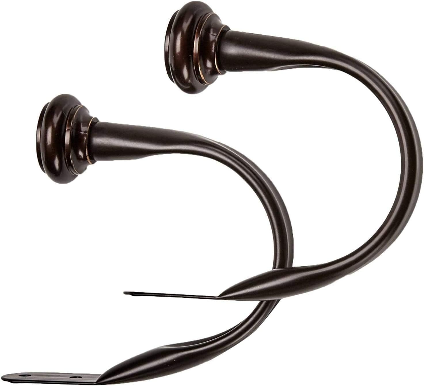 Window Treatment Hardware - Amazon Basics Decorative Curtain Drapery Holdback, Set of 2, Dark Bronze (Espresso)