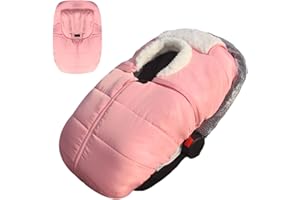 FLOWER FRAIL Winter Baby Car Seat Cover - Infant Carseat Bunting Bag Blanket Keep Baby Warm for Newborn Boys Girls- Cold Weather Insulated Windproof Carrier Canopy for Travel (Pink)