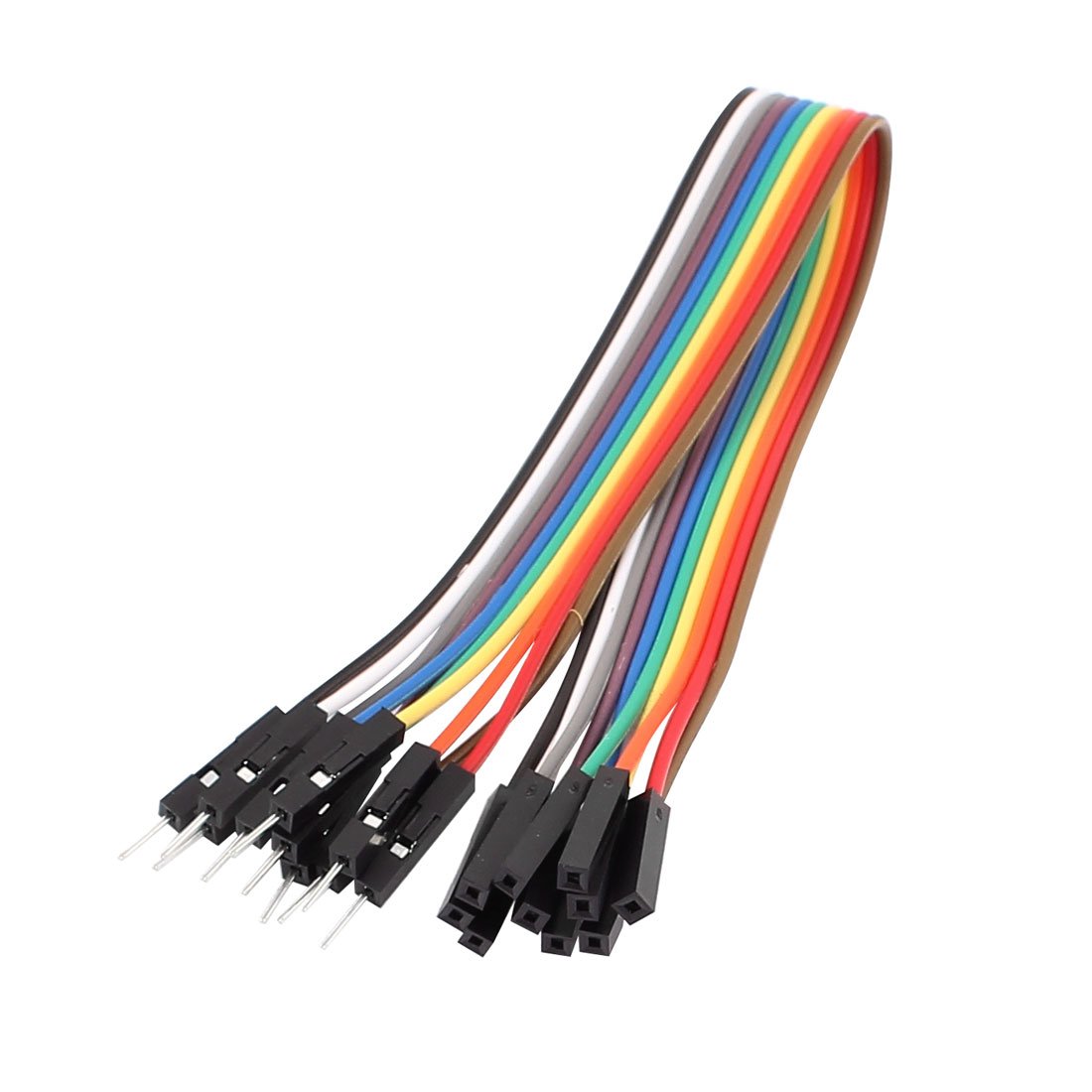 sourcing map 10 Pcs Female to Male 1P Jumper Wire Ribbon Cable Breadboard DIY 20cm Long