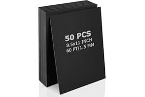 LOPYXBR Lot de 50 feuilles d'aggloméré noir de 21,6 x 27,9 cm pour reliure de livres 60 PT épais pour travaux manuels, couver