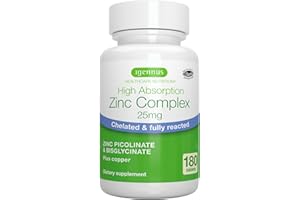 IGENNUS HEALTHCARE NUTRITION Igennus Clean Chelated Zinc 25mg with Copper, Picolinate & Bisglycinate, High Absorption Complex, Supplement for Women & Men, Lab Verified, Non-GMO, Immune Support & Skin, 180 Tablets 6 Month Supply