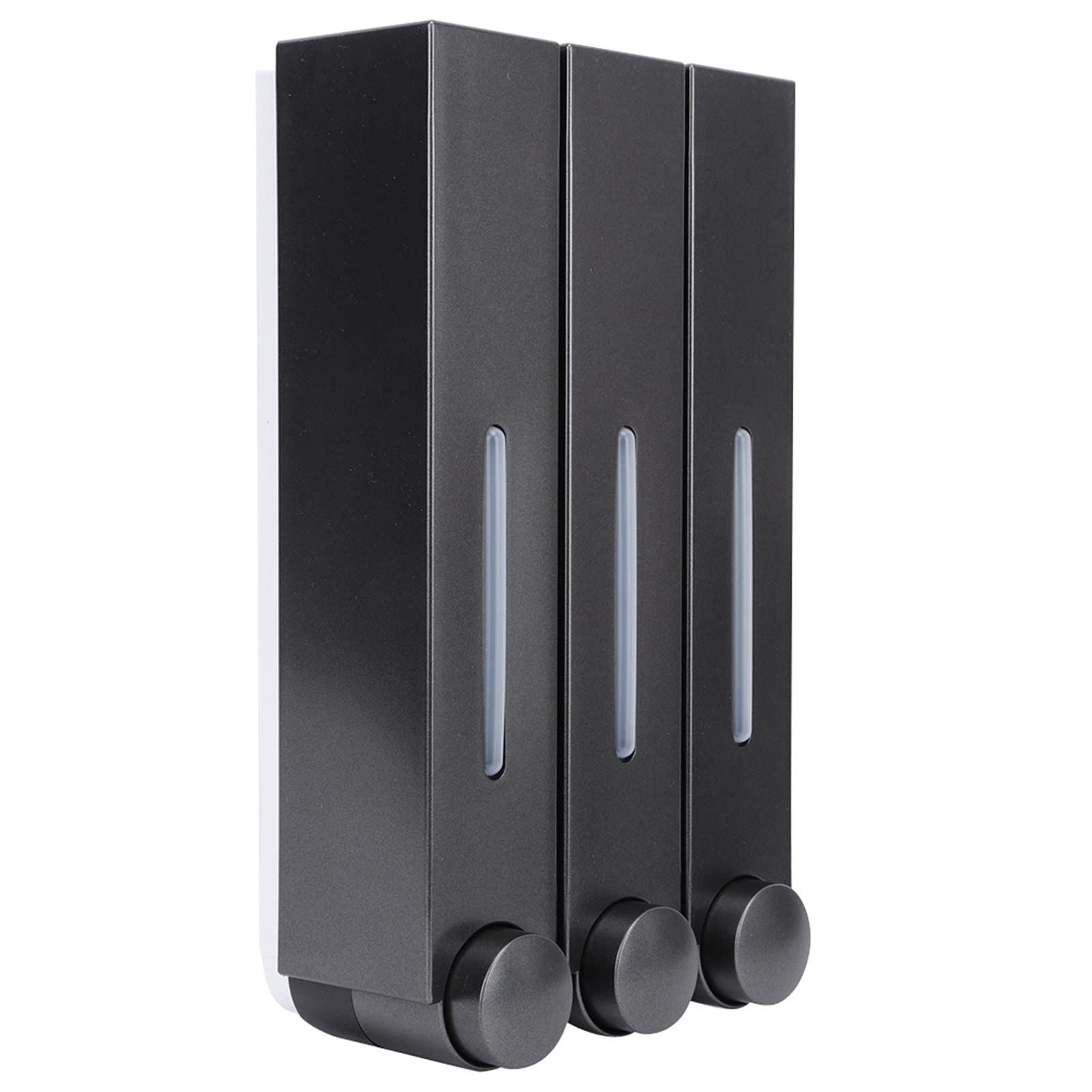 Liquid Soap Container, Yctze Wall Mount Shower Liquid Soap Dispenser Three Head Shampoo Dispensers for Hotel Bathroom (6028 Black Three Cups)