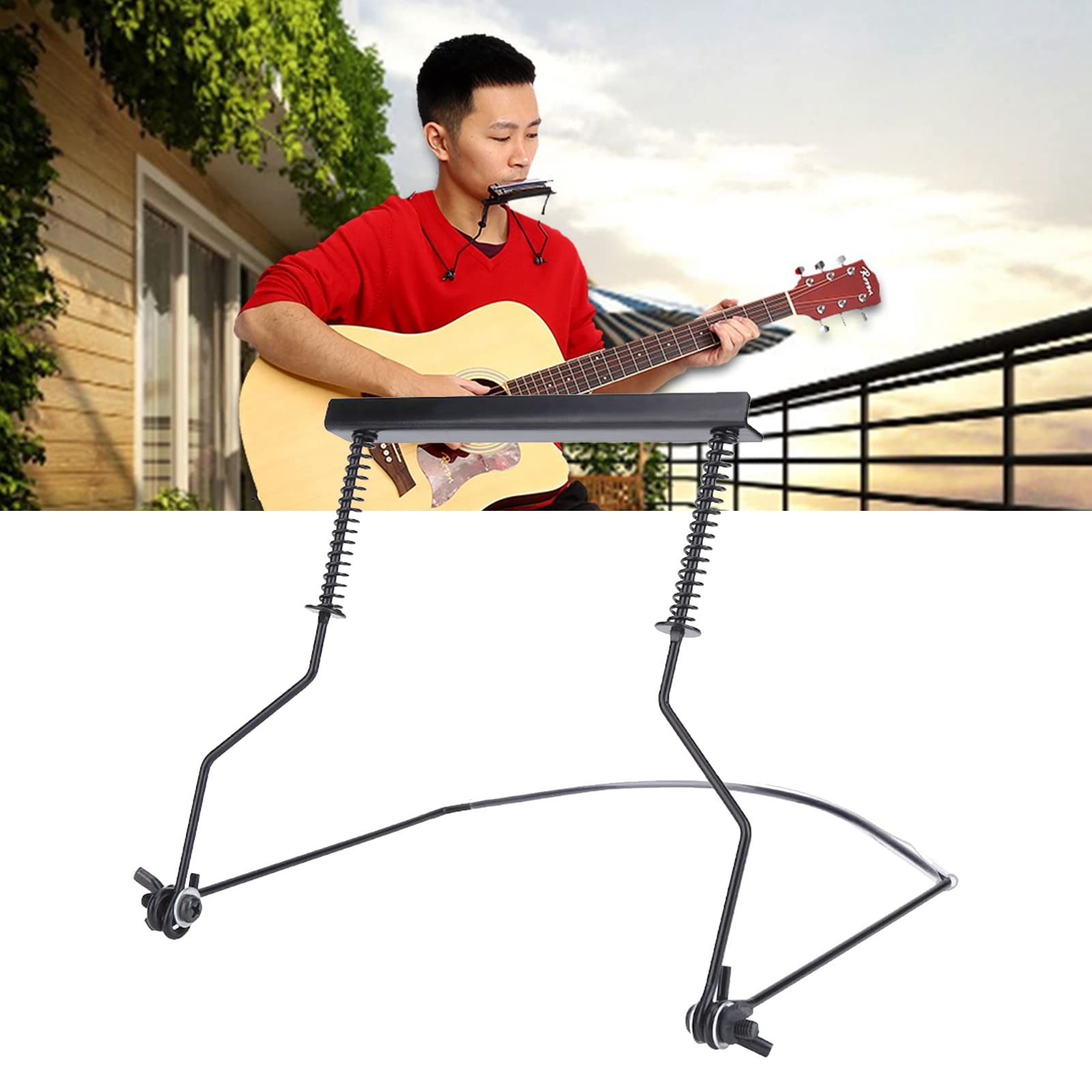 AYNEFY Harmonica Neck Holder 10 Holes Harmonica Neck Holder Stand Hands Free Metal Adjustable Harmonica Harp Holder Clamp Neck Stand Rack Mount Harmonica Support Accessory