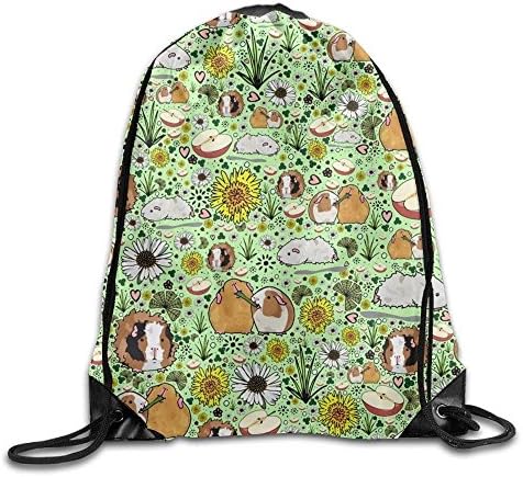 Guinea Pig Cartoon Girls Drawstring Backpack Large Capacity String Bags Hiking