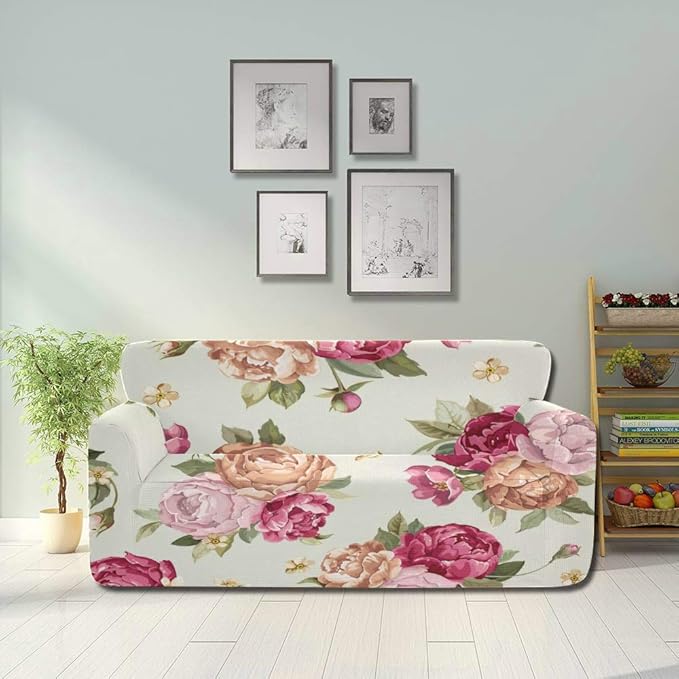 Elegance Seamless With Flowers Peony Eps8 Stretch Sofa Seat