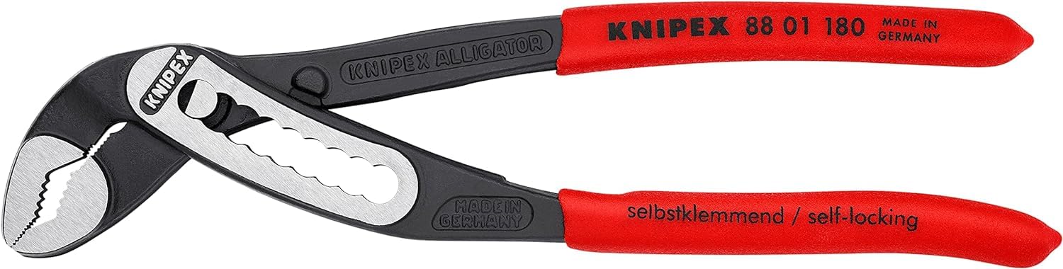 KNIPEX Alligator Wasserpumpenzange mit rutschhemmendem Kunststoff überzogen 180 mm, 88 01 180 4
