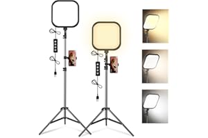 YOUTIN 2-Pack LED Video Light Kit, 15W Studio Light,2500-8500K Color temperatue with Tripod Stand&Phone Holder,78" Dimmable Stream for Video Recording, Game Streaming, Photography, YouTube
