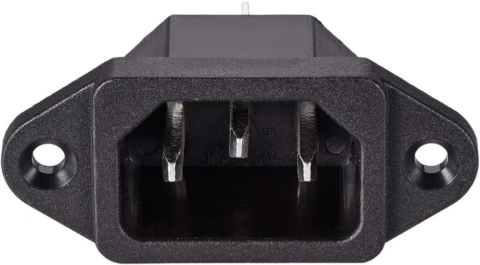sourcing map C14 Panel Mount Plug Adapter AC 250V 10A /5A 3 Pins IEC Inlet Module Plug Power Connector Socket Straight 2pcs