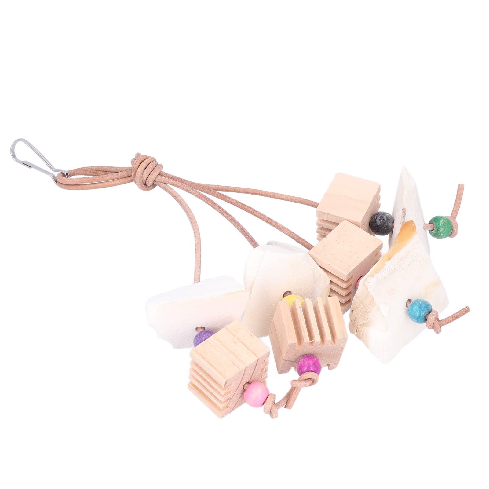 Bird Teeth Grinding Toy, Cowhide Leather Rope Natural Tree Trunk Nutritious Colourful Harmless Parrot Chew Toy for Parakeets