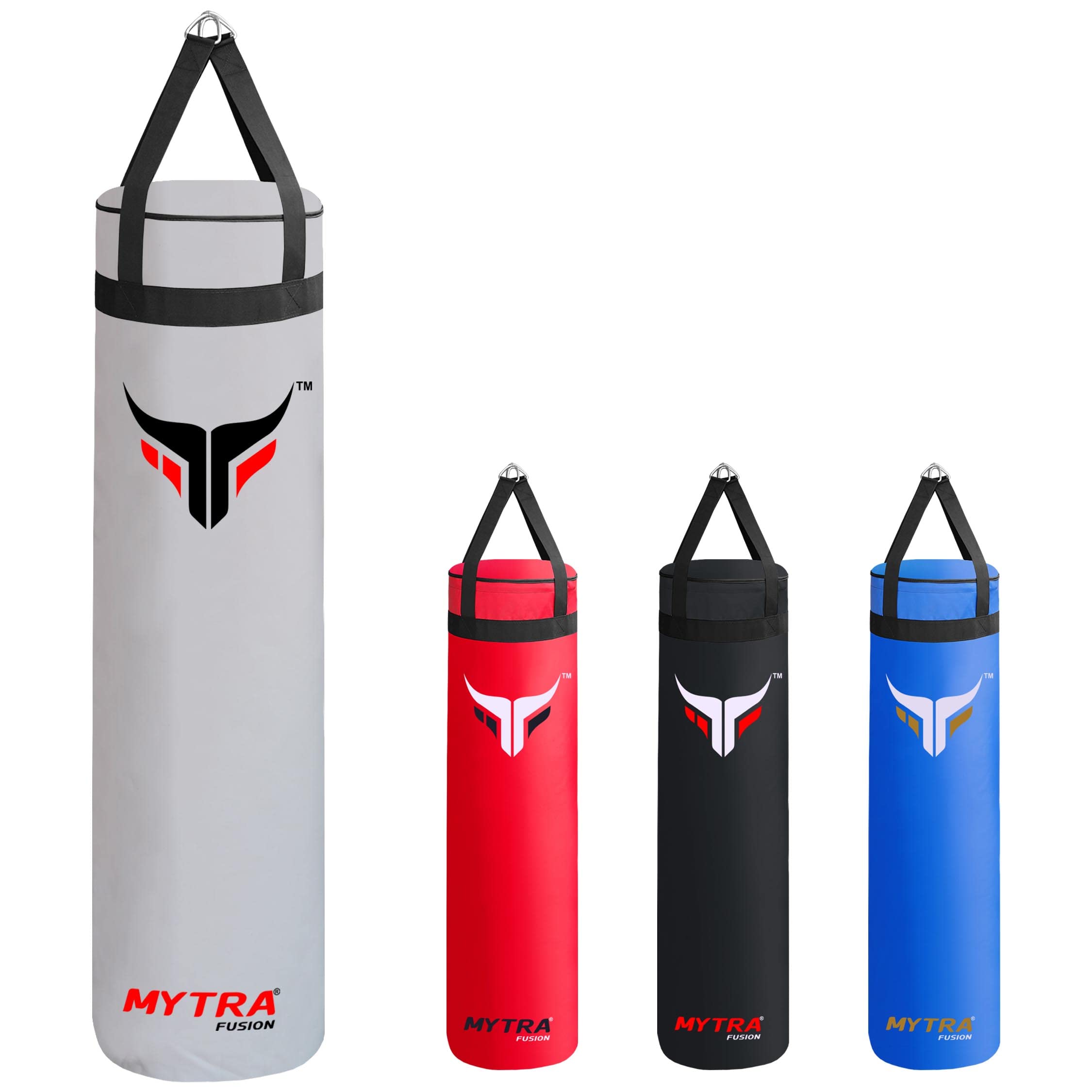 Mytra Fusion Boxing Bag Hanging Punching Bag for MMA, Muay Thai, Boxing, Karate Training, Kickboxing and Home or gym Training Unfilled Punch Bag Available with 2 Sizes 4FT and 5FT (White, 5FT)