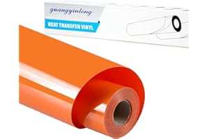 guangyintong Orange Heat Transfer Vinyl HTV Rolls, 12" x 8ft Orange Iron on Vinyl for T-Shirts Glossy Surface HTV for All Cutter Machines Easy to Cut & Weed for Heat Design