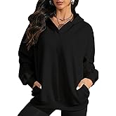 Oversized Hoodies For Women Casual V Neck Sweatshirt Fall Winter Fashion Long Sleeve Pullover Hoodie With Pockets