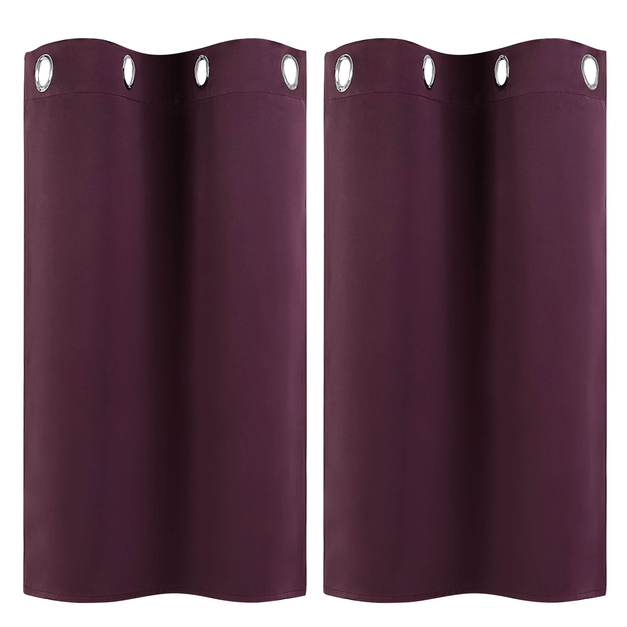 PiccoCasa Blackout Curtains 2 Panels Grommet, Burgundy Thermal Insulated Curtains Panel Darkening Small Window Curtains for Bedroom Living Room 29 x 36 Inch (Width x Length), 36inch Drop