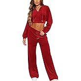 SMSN Women Sweatsuits Set Velvet 2 Piece Tracksuit Outfits Velour Jogging Long Sleeve Sweat Hoodie and Sweatpants Set