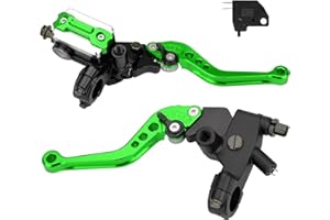VG MOTO Motorcycle Brake Lever 7/8" 22mm Handlebar Brake Master Cylinder Reservoir Clutch CNC Left & Right Set Universal Replacement for Harley Honda Kawasaki Suzuki Yamaha (Green)