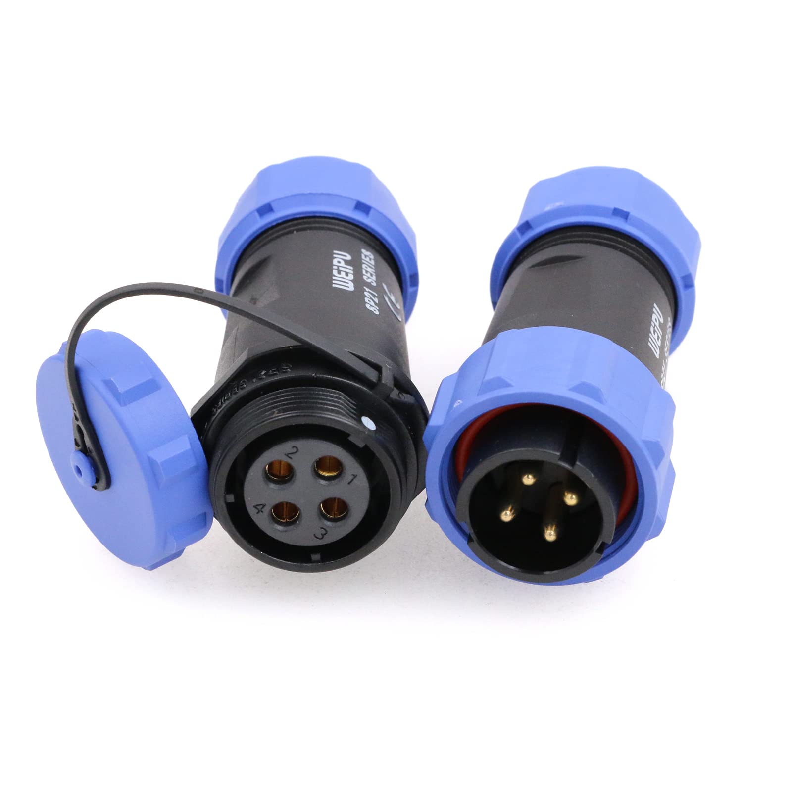 Eonvic Weipu SP21 2-12 Pin Male Waterproof Connector Plug Female Socket IP68 in Line Cable Connector Industrial Circular Solar Electrical Connector (4Pin)