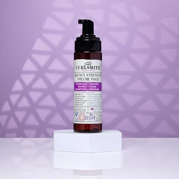 CURLSMITH – BOUNCY STRENGTH VOLUME FOAM, STYLING FOAM FOR CURLY & WAVY HAIR, LIGHT HOLD (7.5 FL OZ)