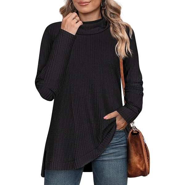 FashionJOA Peplum Turtleneck Long Sleeves Pockets Solid Knitted Sweater  Mini Midi Dress Black S at Amazon Women's Clothing store