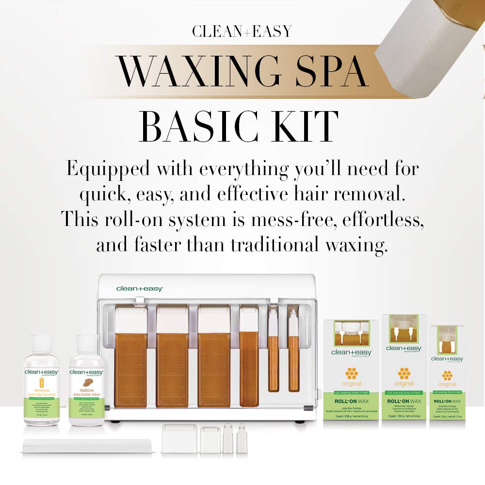 Clean + Easy Roll On Wax Kit (120V) - Complete Waxing Face and Body Hair Removal, Wax Roller Kit for Flawless Skin, Top Pick for Estheticians