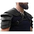 Steampunk Shoulder Armor for Men Adjustable Faux PU Leather Shoulder Armor Medieval Guards for Knight Armor Halloween Cosplay