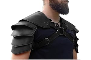 LONGJUNJUNFASHION Steampunk Shoulder Armor for Men Adjustable Faux PU Leather Shoulder Armor Medieval Guards for Knight Armor Halloween Cosplay