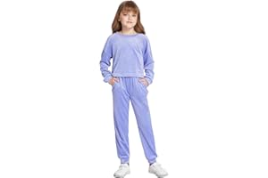 Arshiner Girls 2 Piece Outfit Sweatsuits Set Kids Velour Sweatshirts & Sweatpants Tracksuits Set for Girls