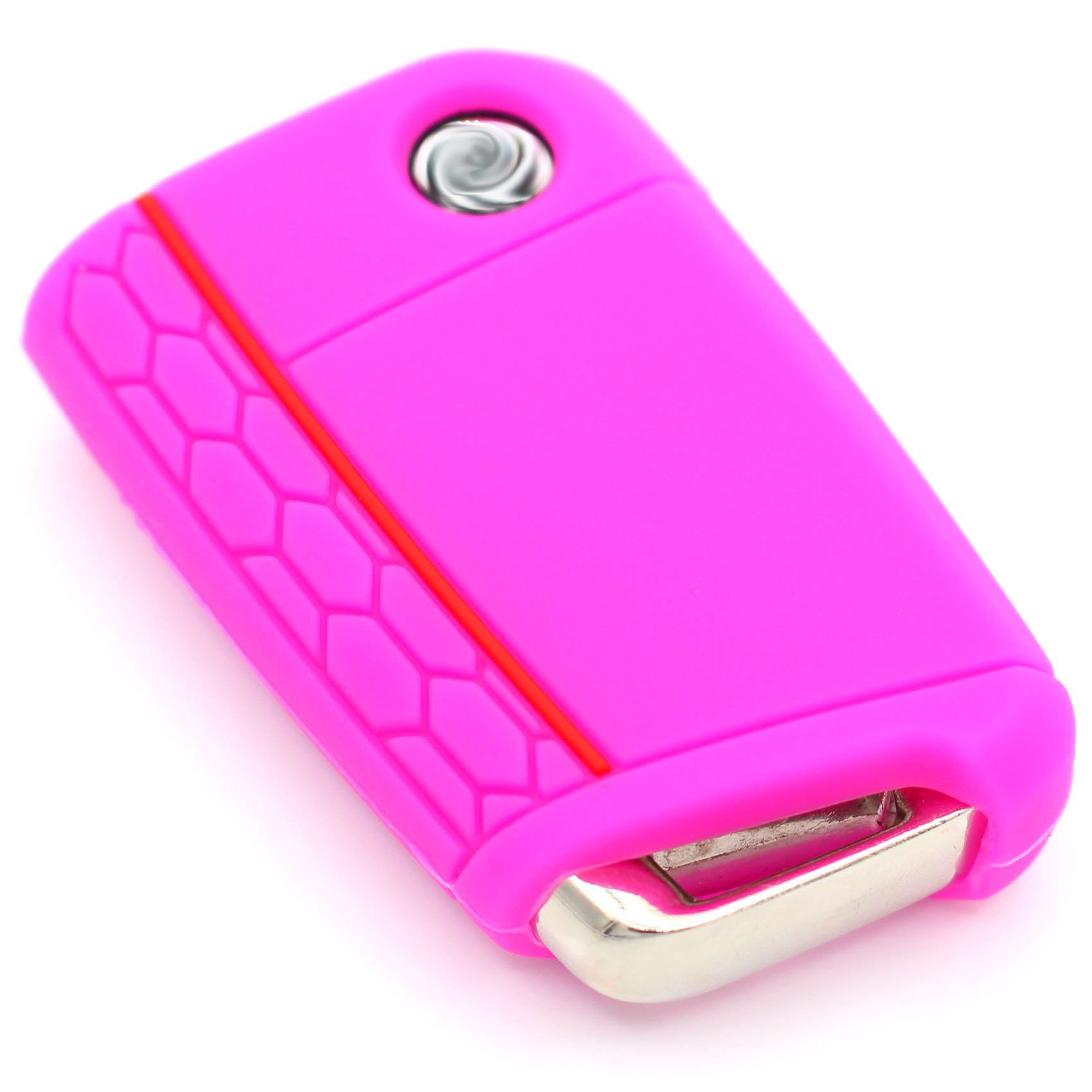 VB Key Case for 3-Button Car Key Silicone Cover Key Case Protective Cover (Neon Pink)