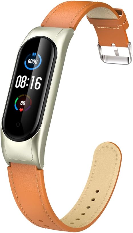 Peakally Correa Mi Band 5, Pulsera Mi Band 5 de Piel Reemplazos Ajustable Repuesto Xiaomi Mi Band 5 Correas Banda Cuero para Mi Band 5 - Muñeca de ...