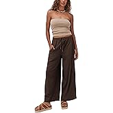 Faleave Women's Linen Palazzo Pants Summer Wide Leg High Waist Casual Lounge Pant Trousers with Pocket