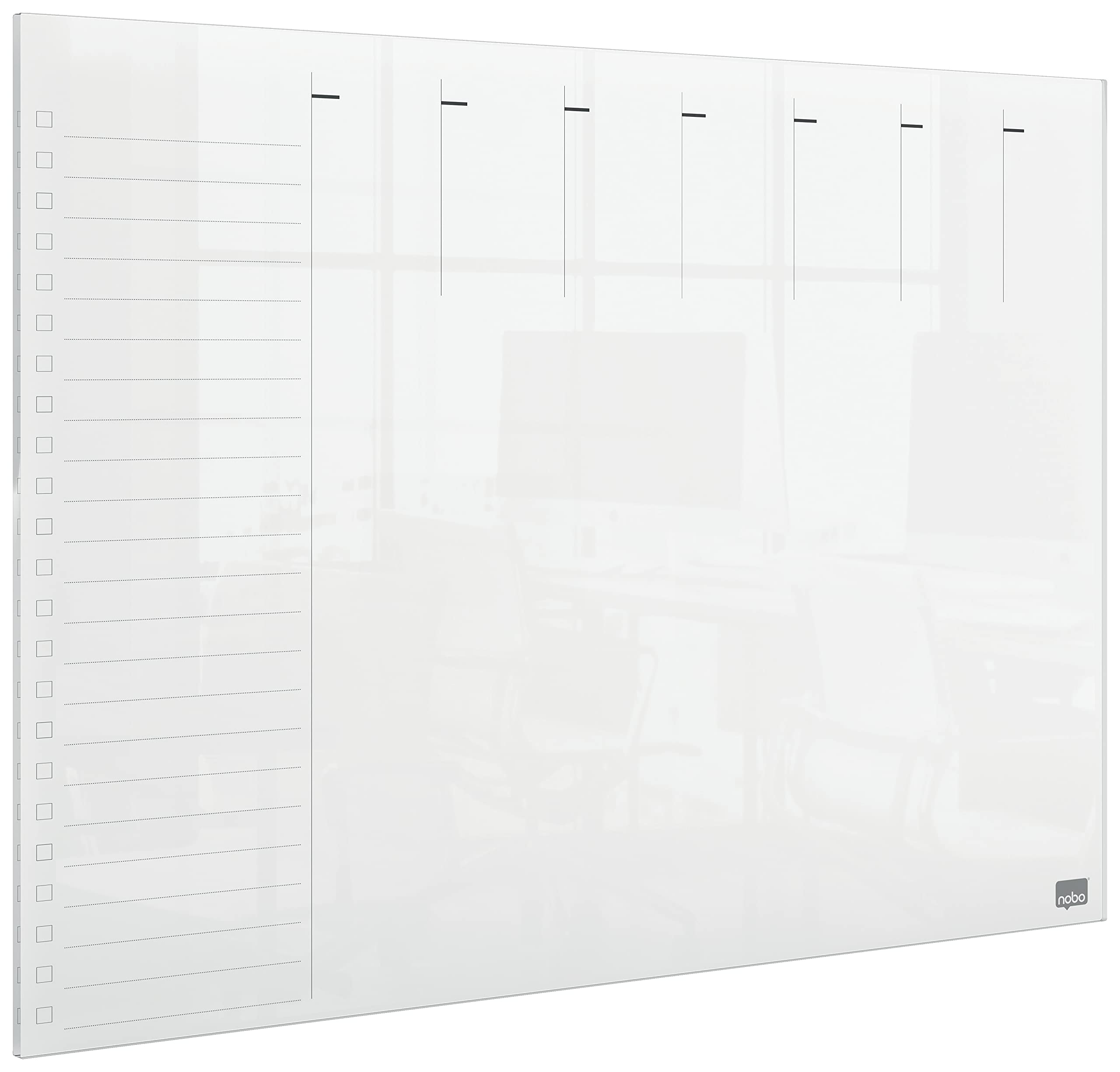 Nobo Transparent Acrylic Mini Whiteboard Weekly Planner, A3, Desktop/Wall Mounted, Dry Erase, Frameless, 297 x 420 mm, Includes Marker Pen And Mounting Pads, Clear, 1915615