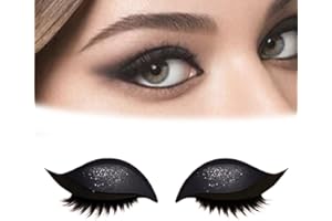 Lazy Eye Shadow Eyelash Patch, Reusable 2-in-1 Eye Makeup Stickers, Eyeshadow Lashes Makeup Stickers for All Eyeshapes (black