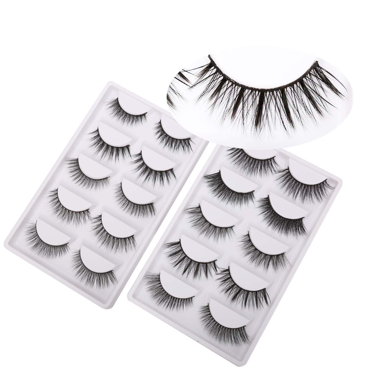 Miss Kiss Brand 10 Pairs Different Style 3D Faux Mink Eye lashes Long Thick Volume Dramatic Wispy Look Fake Eyelashes Strips Soft Fiber Reusable Handmade False Lashes 2PCS Free Tool (10 Pairs 001)