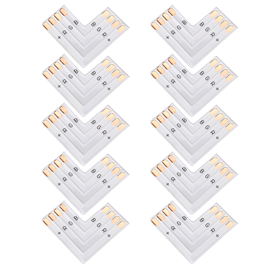 Sourcingmap 10 Sets L Shape 4 Pin Led Connector for 5050(10mm) PCB LED Strip Light
