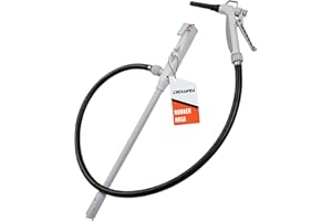 DeWay Battery-Powered Stick Fuel Transfer Pump with Hand Trigger Nozzle, 3.2GPM Flow Rate & 51” Rubber Transfer Hose, Fits Most Gas Cans for Pumping Gasoline, Kerosene, Diesel & Non-Potable Water